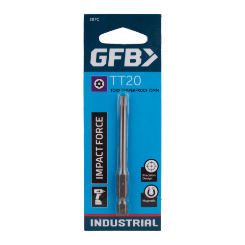 GFB impact driver bit packaging with blue background