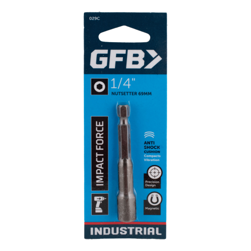 GFB impact driver bit packaging with blue background