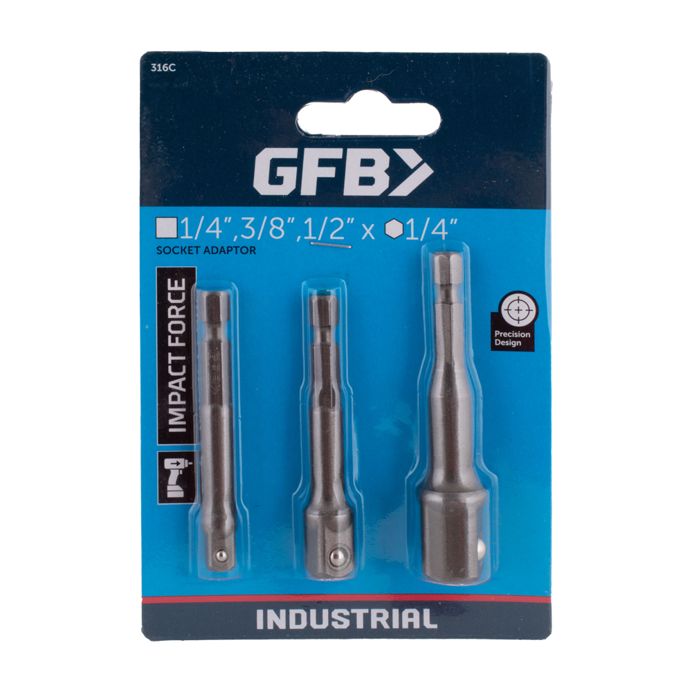 GFB 3pc Socket Adaptor Set (1/4, 3/8, 1/2 inch)