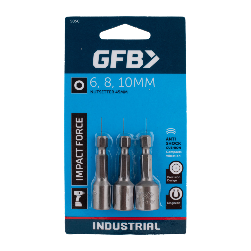 GFB 3pc Magnetic Nutsetter Set (6, 8, 10mm x 45mm)