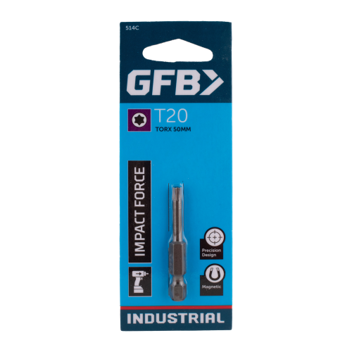 GFB impact force drill bit packaging with blue background