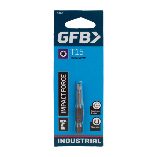 GFB impact driver bit packaging with blue background