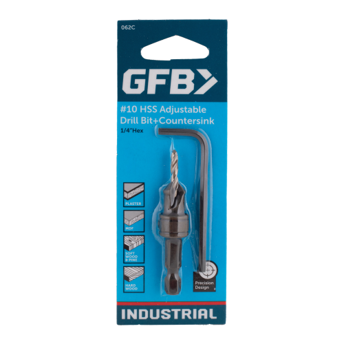 GFB drill bit and countersink set packaging on a white background