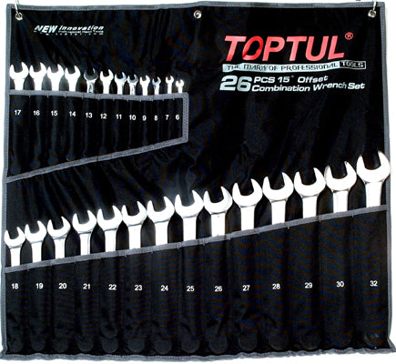 Toptul Wrench Comb R&OE Set 26pc 6-32mm in wallet