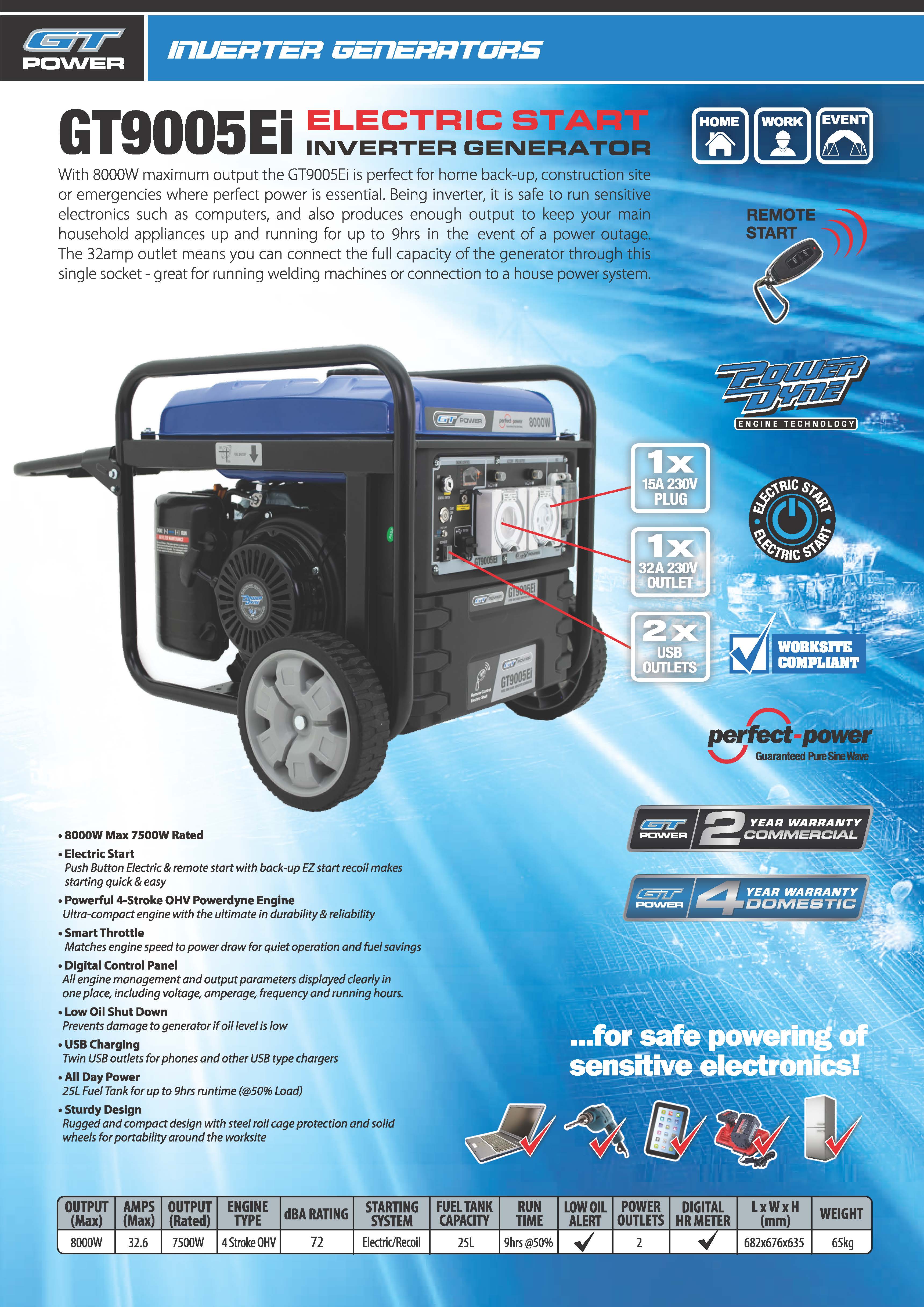 Gt Power 8000W Push Button Start inverter Generator