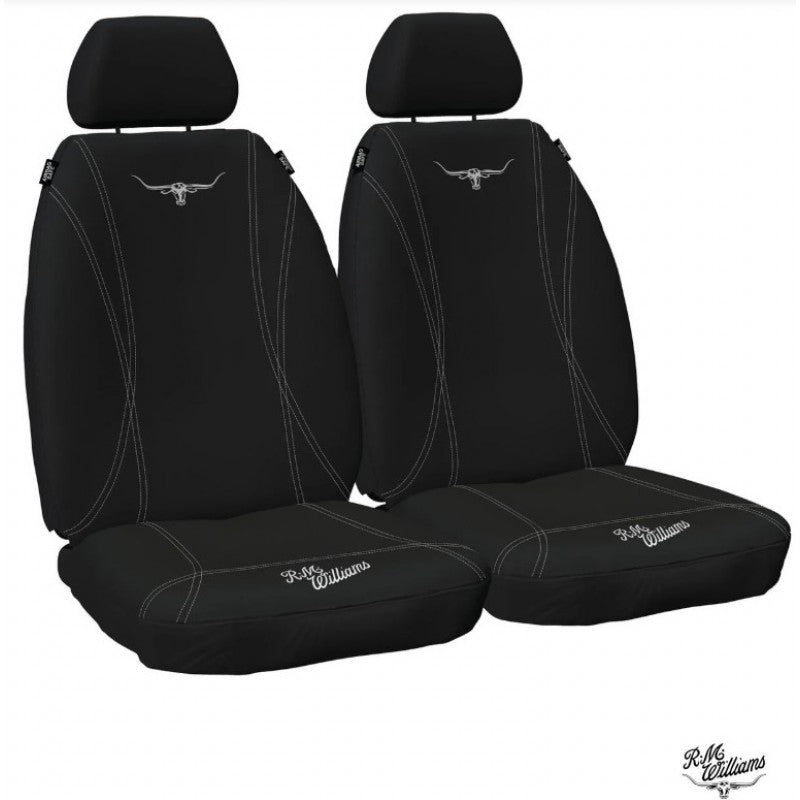R.M.WILLIAMS NEOPRENE BOXED SEAT COVER BLACK ON BLACK SIZE 30