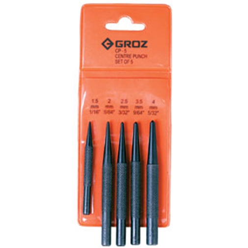 Groz 5Pc Centre Punch Set 1.5mm To 4.0mm