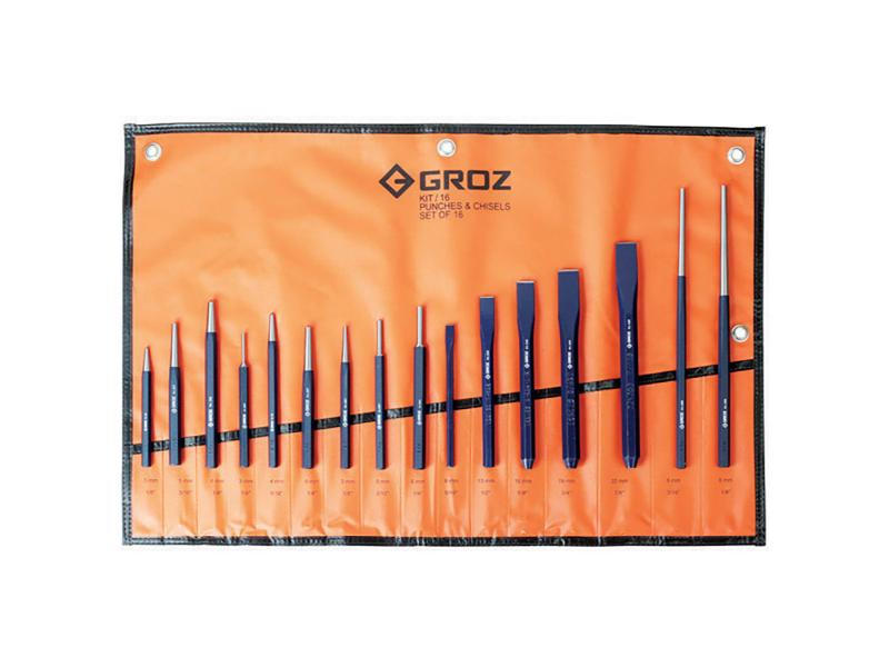 Groz 16pc Punch & Cold Chisel Set