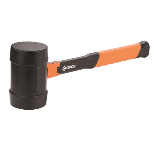 Groz Rubber Mallet 20oz- Black Head- Fibreglass Handle 14in
