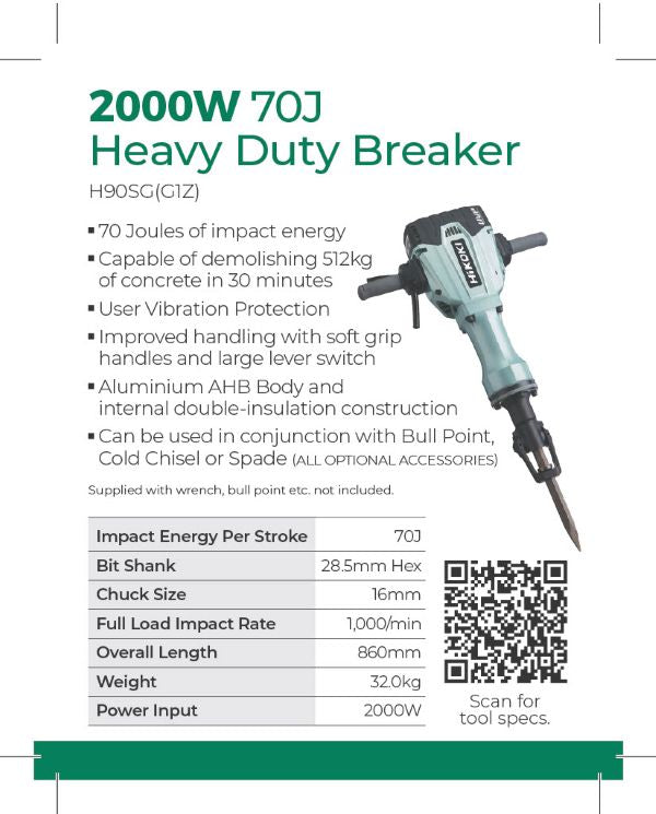 Hikoki Breaker 70 Joule Demolition Hammer