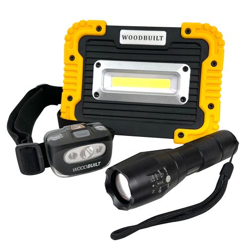 WOODBUILT LED LIGHT COMBO - WORK LIGHT & TORCH & HEAD LIGHT