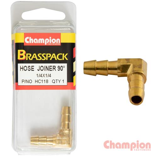 Champion Hose Joiner 90 deg Barb Elbow Brass 1/4-1/4