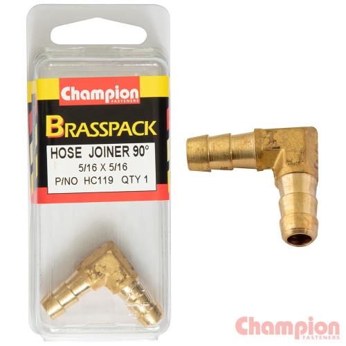 Champion Hose Joiner 90 deg Barb Elbow Brass 5/16-5/16