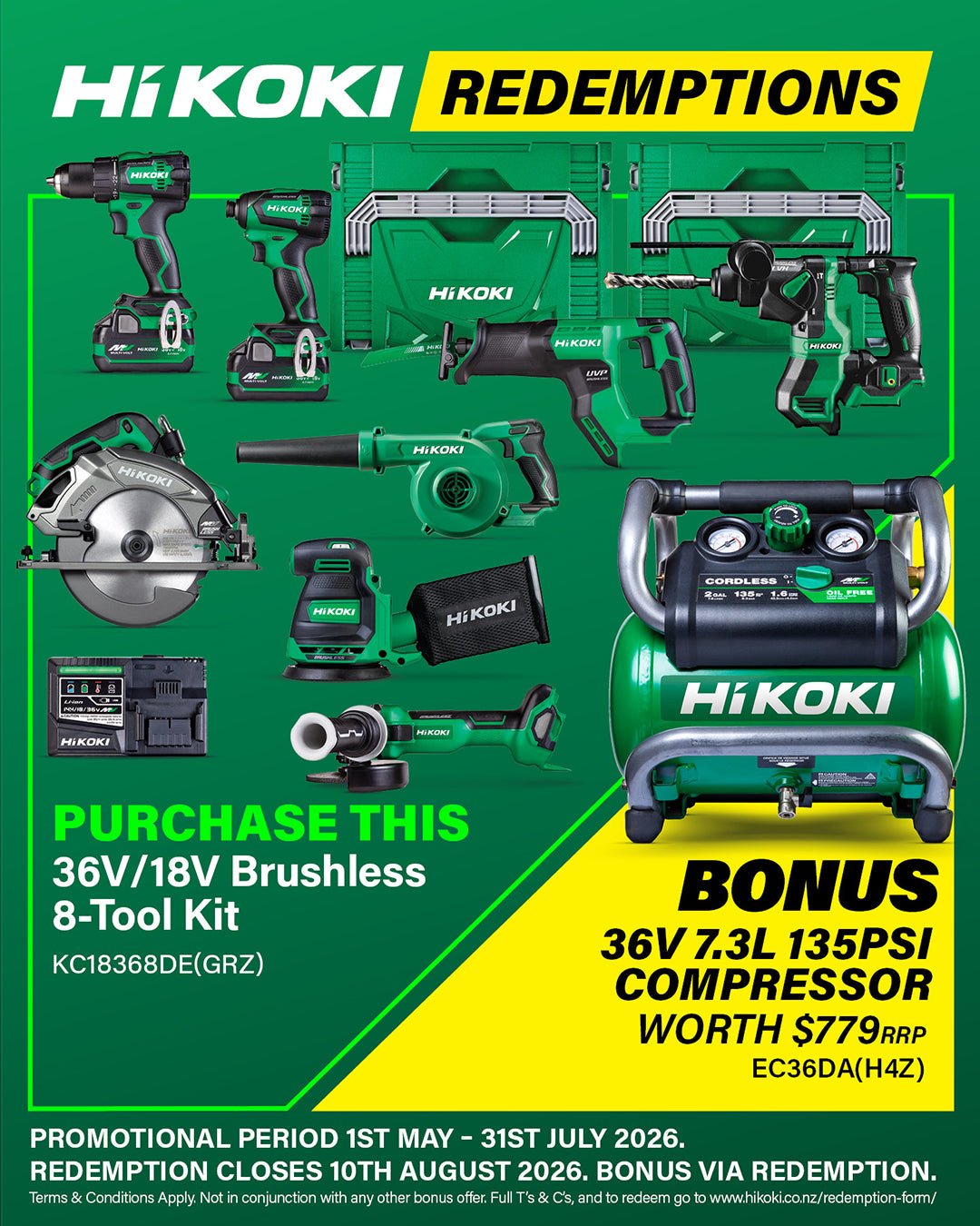 Hikoki 18V/36V 8 Tool Combo Kit