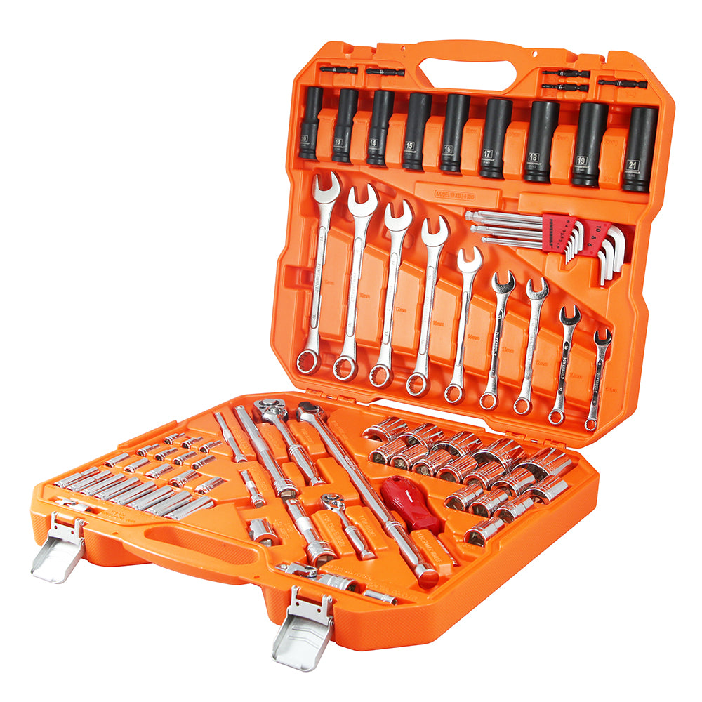 Powerbuilt 1/4 in Dr, 1/2in Dr 81Pc Metric Tradie Tool Set