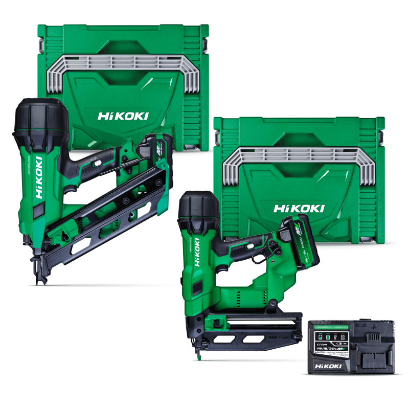 HIKOKI 18V GASLESS 90MM FRAMING & 16GA STRAIGHT BRADDER NAILER COMBO KIT