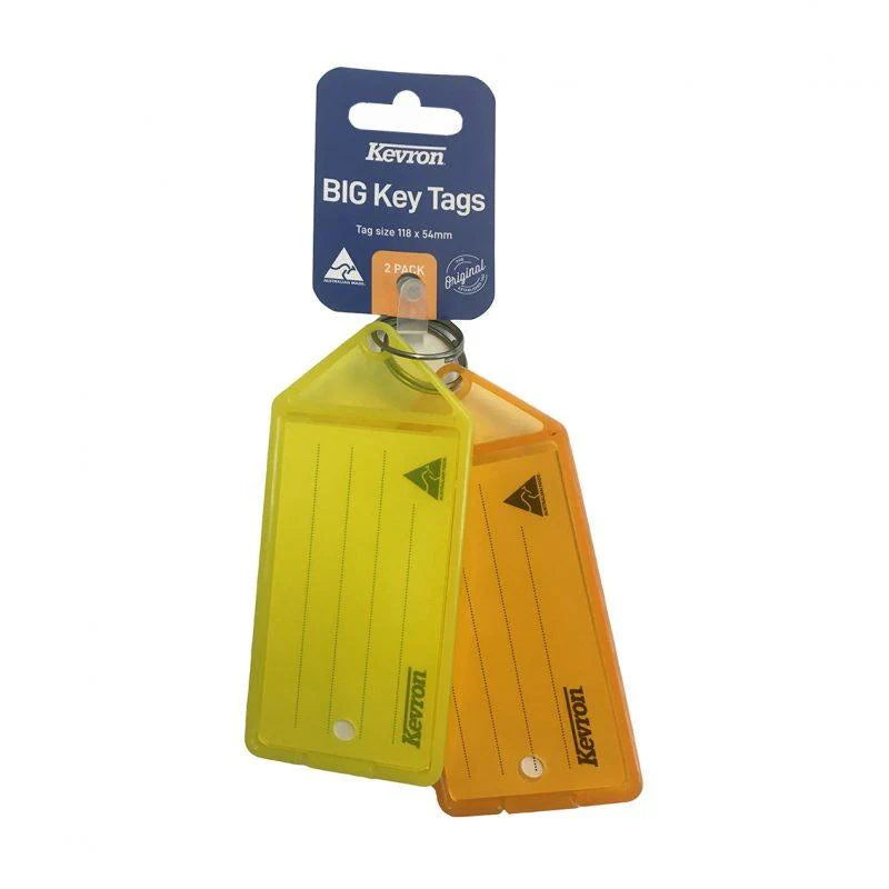 Kevron Key Tag Holders Big with Label 2-pce Carded