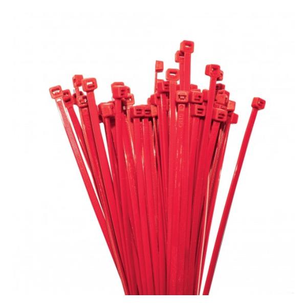 KT 300MM X 4.8MM RED CABLE TIE PK100