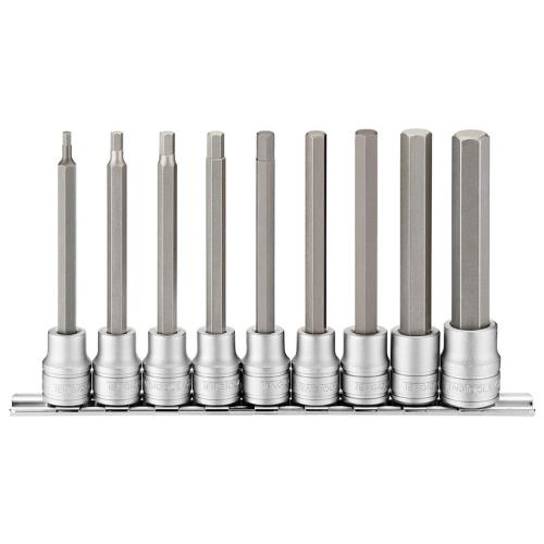 Teng 9pc 3/8in Dr. Long Hex Bit Socket Set - 3-12mm