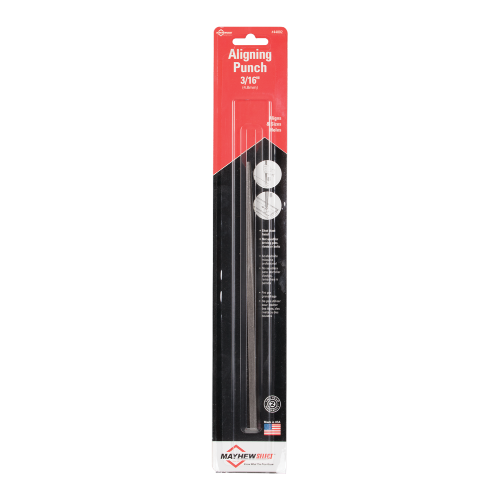 Mayhew #44002 LONG TAPER LINE-UP PUNCH - 225mm x 3/16in CARD