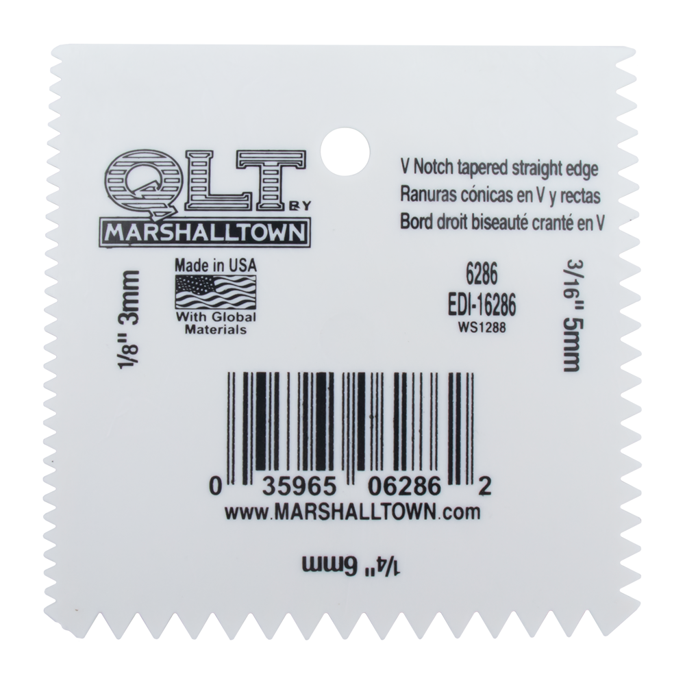 MARSHALLTOWN #6286 3mm,5mm,6mm PLASTIC V-NOTCHED SPREADER
