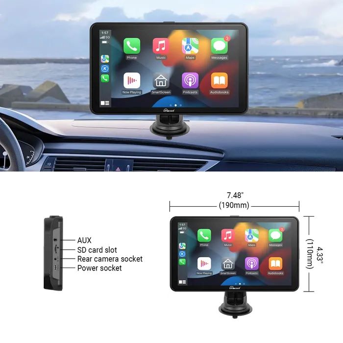 Ottocast Carplay & Android Auto Wireless Screen 7 Inch With 2K Front Camera