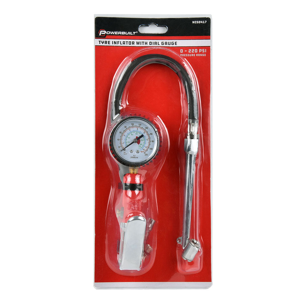 Powerbuilt TYRE INFLATOR WITH GAUGE 0-220PSI