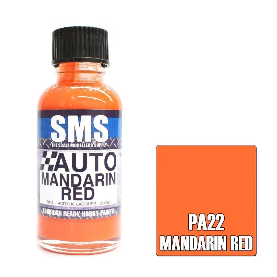 SMS Airbrush paint 30Ml Auto Colour Mandarin Red Scale Modellers Supply