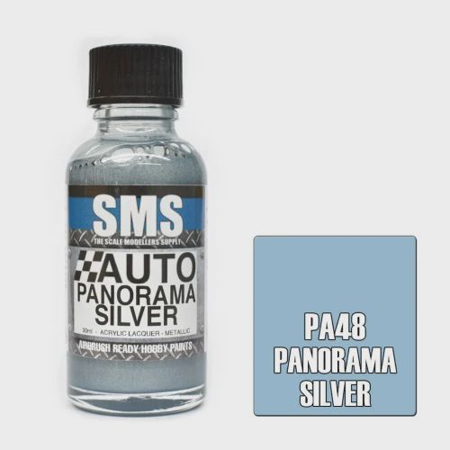 SMS AIRBRUSH PAINT ACRYLIC LACQUER AUTO COLOUR PANORAMA SILVER 30ML