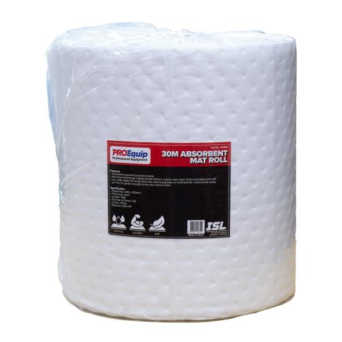 ProEquip Absorbent Mat Roll 30M 400x250x4mm for Oil White