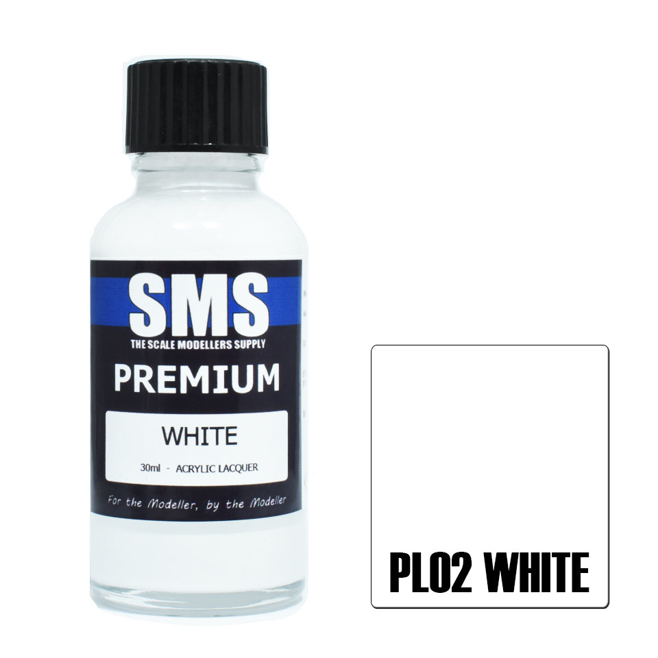 SMS Airbrush paint 30Ml Premium White Acrylic Lacquer Scale Modellers Supply