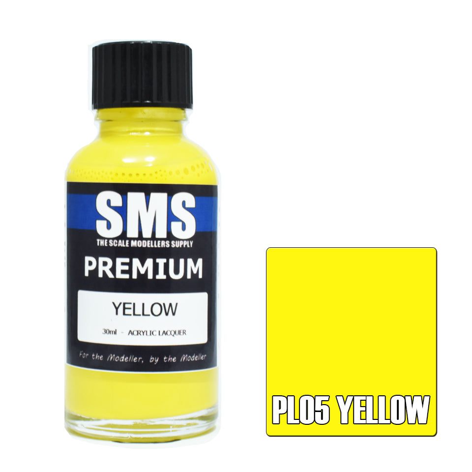 SMS Airbrush paint 30Ml Premium Yellow Acrylic Lacquer Scale Modellers Supply
