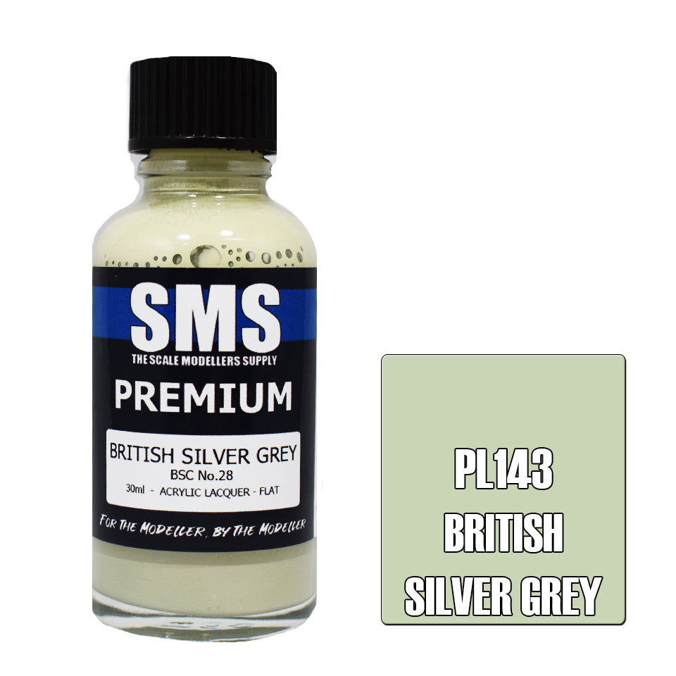 AIR BRUSH PAINT 30ML PREMIUM BRITISH SILVER GREY ACRYLIC LACQUER SCALE MODELLERS SUPPLY
