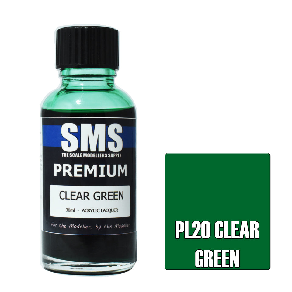 SMS Airbrush paint 30Ml Premium Clear Green Acrylic Lacquer Scale Modellers Supply