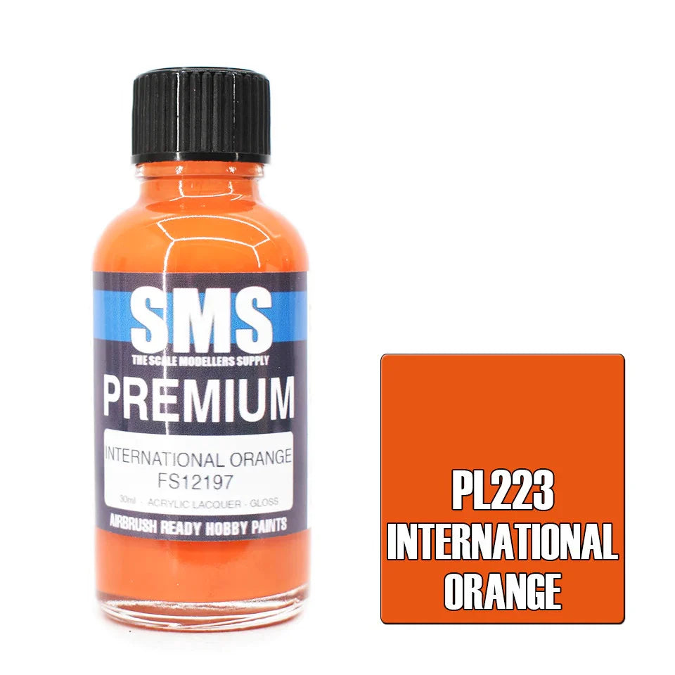 AIR BRUSH PAINT 30ML PREMIUM INTERNATIONAL ORANGE ACRYLIC LACQUER SCALE MODELLERS SUPPLY