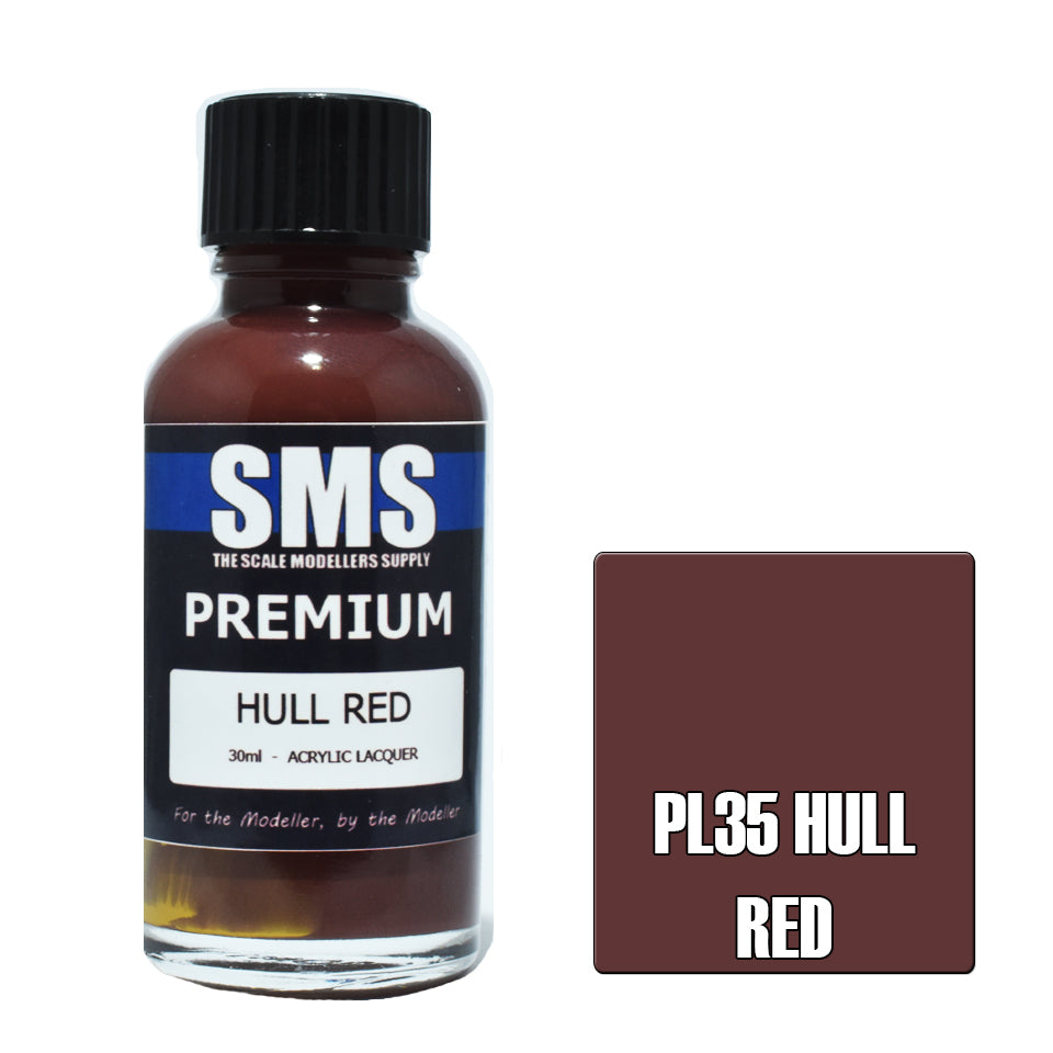SMS Airbrush paint 30Ml Premium Hull Red Acrylic Lacquer Scale Modellers Supply