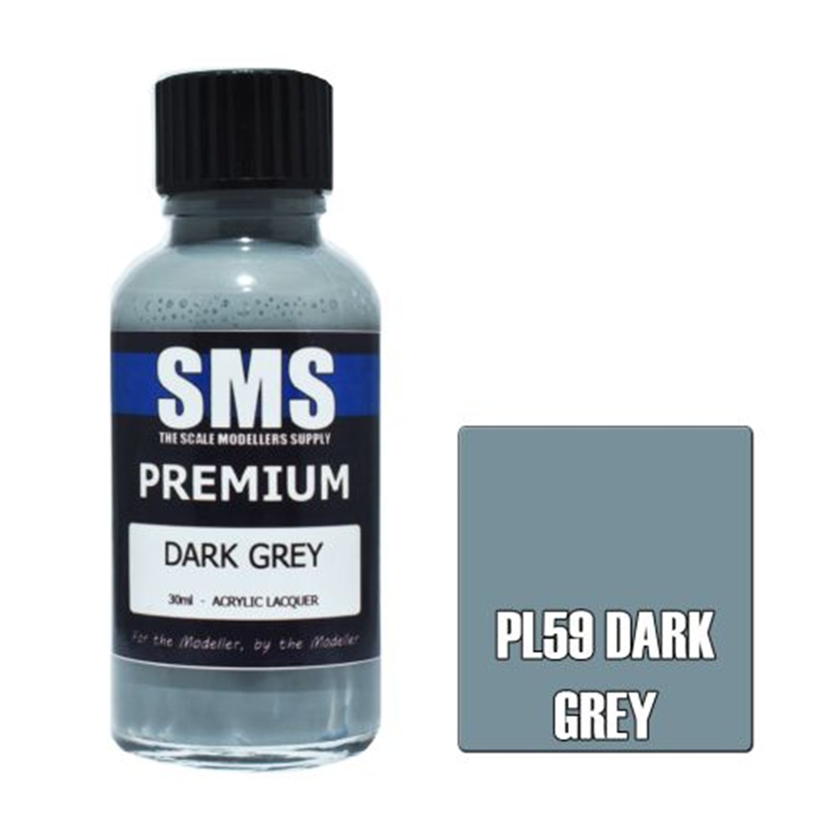 SMS Airbrush Paint 30ML PREMIUM DARK GREY ACRYLIC LACQUER