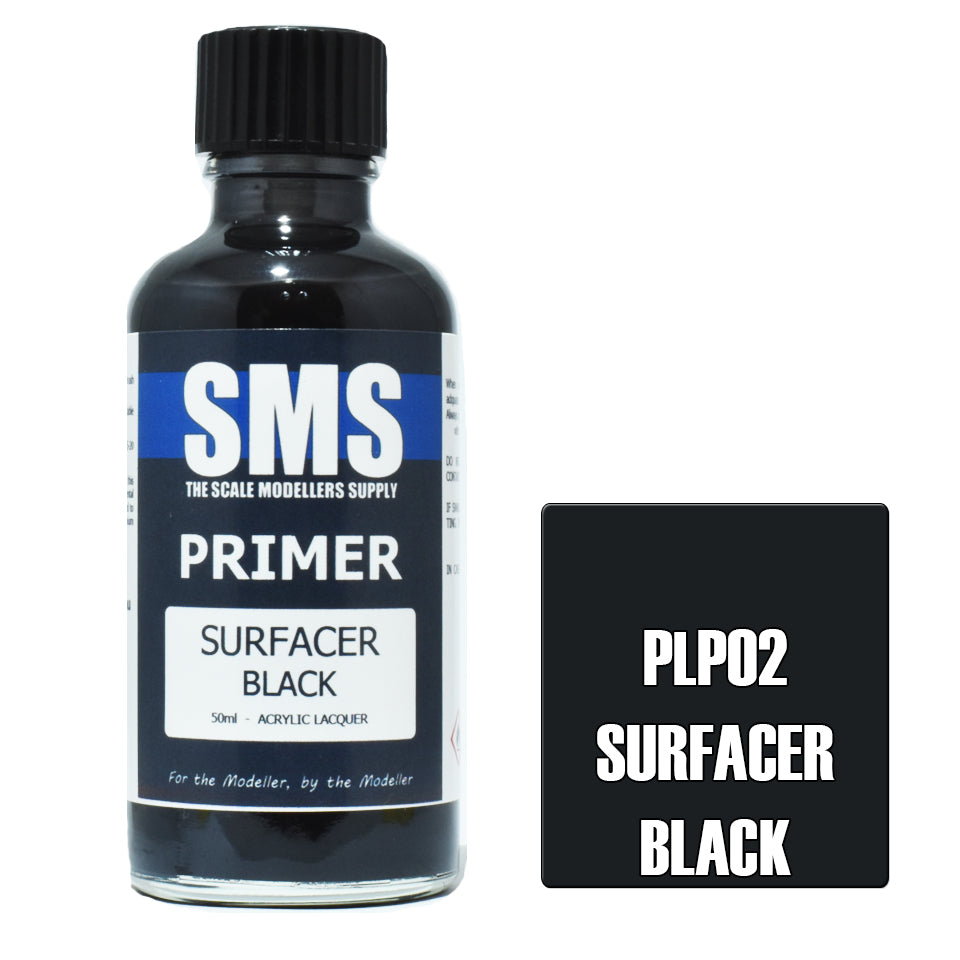 SMS Airbrush paint 50Ml Primer Surfacer Black Acrylic Lacquer Scale Modellers Supply