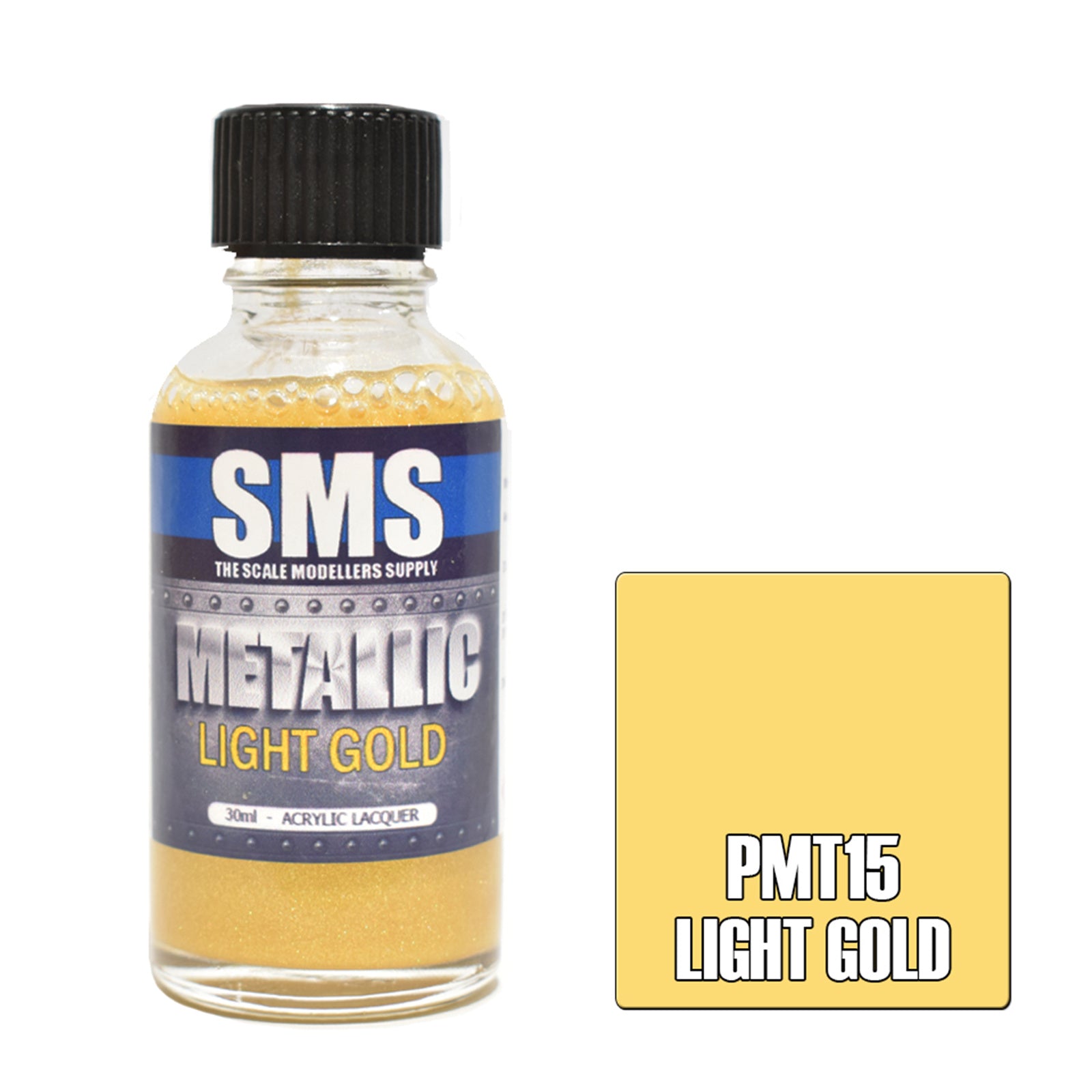 SMS Airbrush paint 30Ml Metallic Light Gold Acrylic Lacquer Scale Modellers Supply