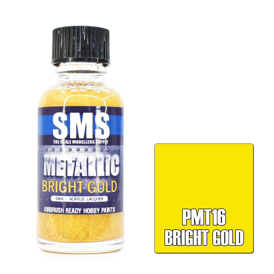 SMS Airbrush paint 30Ml Bright Gold Acrylic Lacquer Scale Modellers Supply