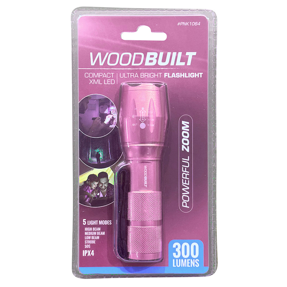 WOODBUILT PINK XML LED FLASH LIGHT 300 LUMENS