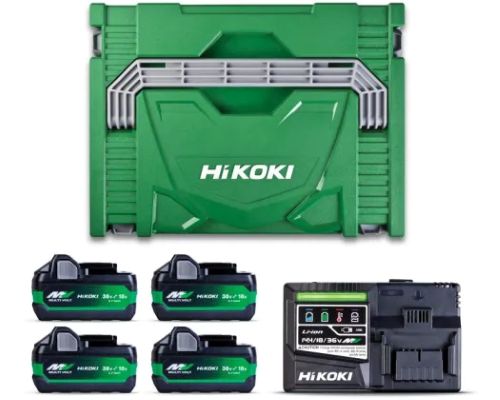 HIKOKI POWER PACK - 4 X BSL36A18X, RAPID SMART CHARGER, CASE