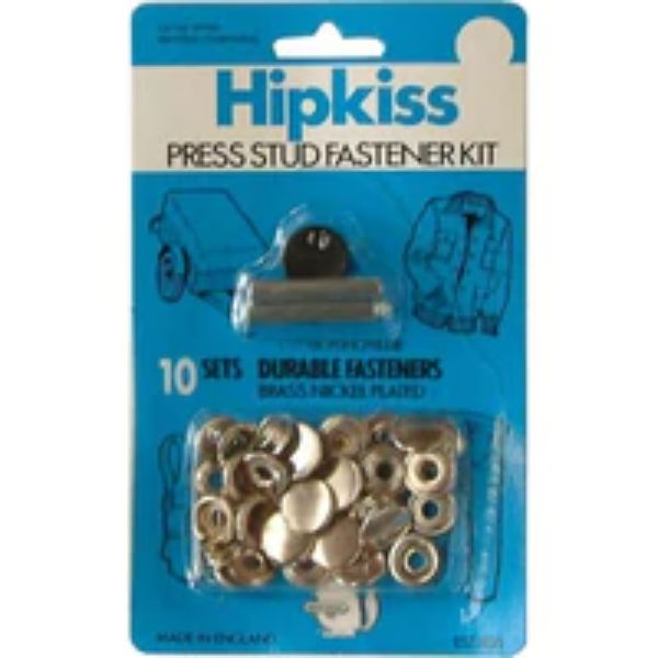 Hipkiss Press Dome & Stud Fastener Kit - Material To Wood 10-pce