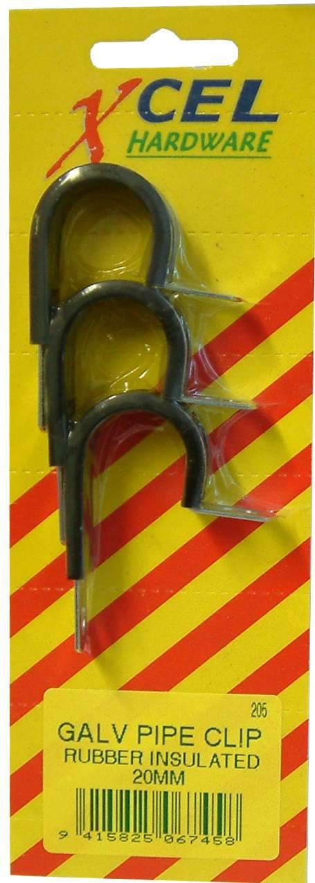 Xcel Pipe Clip - Rubber Insulated 3-pce 25mm Carded