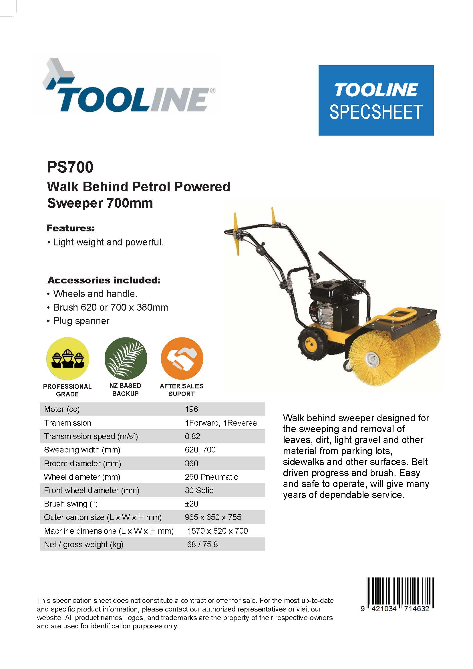 Tooline PS700 Power Sweeper