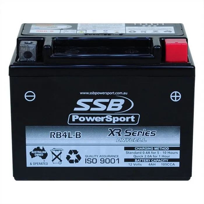 MOTORCYCLE AND POWERSPORTS BATTERY (YB4L-B) AGM 12V 4AH 105CCA