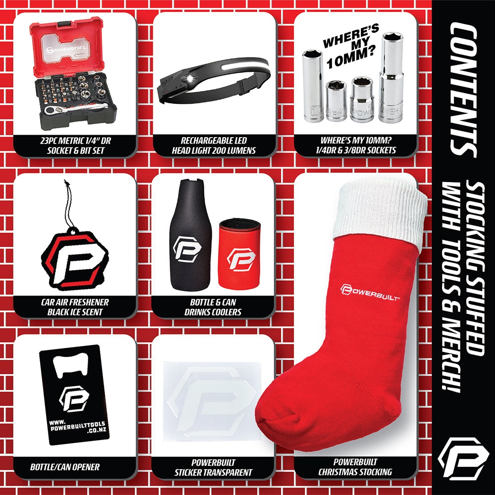 POWERBUILT CHRISTMAS STOCKING 9PC GIFT SET
