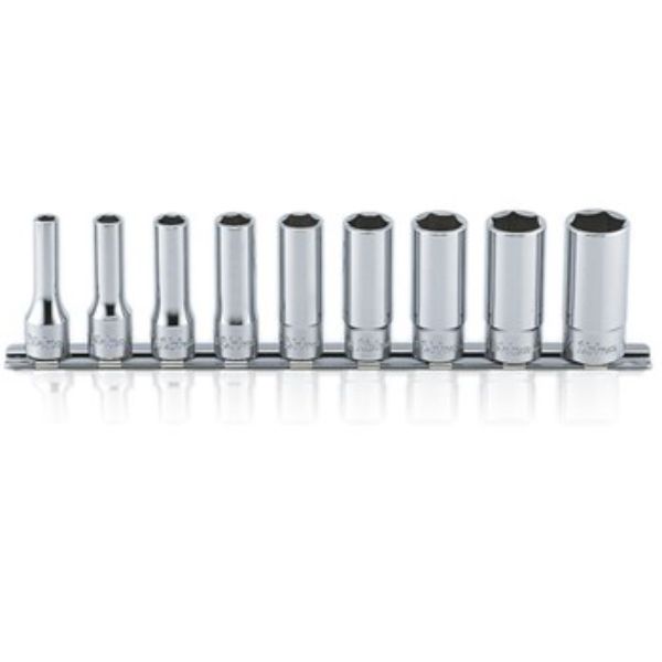 Koken RS3300A Deep Socket Set On Rail 6pt 9pc 3/8 in Dr 1/4-3/4 in