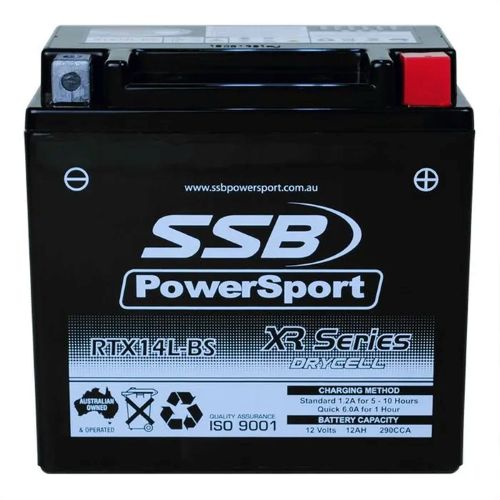 MOTORCYCLE AND POWERSPORTS BATTERY (RTX14L-BS) AGM 12V 12AH 290CCA