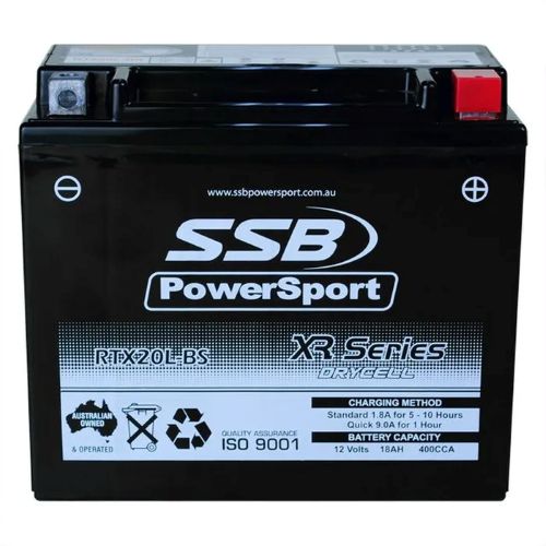 MOTORCYCLE AND POWERSPORTS BATTERY (YTX20L-BS) AGM 12V 18AH 400CCA